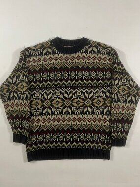 Vintage Abercrombie & Fitch The Big Sweater Fair Isle Nordic Knit Crewneck S